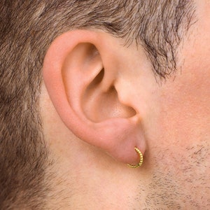 9ct White Gold Men's Single Hoop Earring | 18x3mm Round | UK 375 Stamped | Ace Jewellery