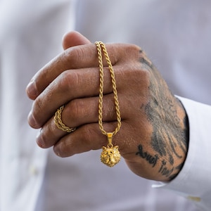 Mini Tiger Necklace - Mens 18K Gold Plated Necklace - Tiny Gold Chain Pendant - Mens Necklace in Gold - Mens Jewellery - By Twistedpendant