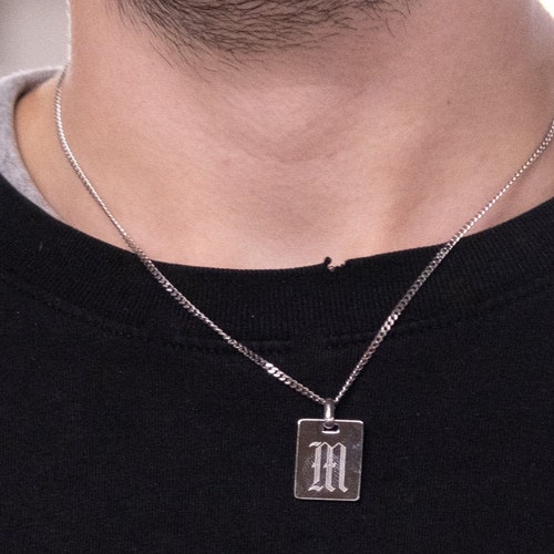 Mens Initial Personalised Necklace Men 