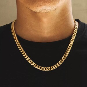18k Gold Necklace Chain Choker Cuban 