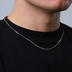 Silver Cuban Chain Necklace, Mens Chain Silver Link Chain, Silver Chains Men Stainless Steel Necklace Minimalist Jewelry - By Twistedpendant