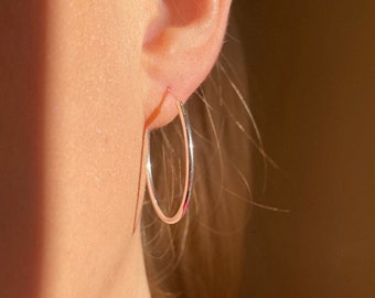 SILVER925 ROUND HOOP EARRINGS /シルバー/ピアス Sterling Silver Round Ear Hoops | Ear Hoops | Minimalist