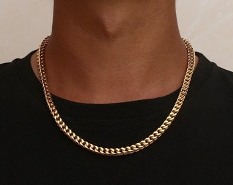 Collana Uomo In Acciaio Inox 6mm Nera - Catenina Coda Di Volpe Cubana Quadrata