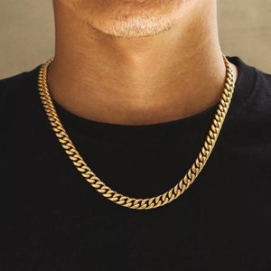 18k Gold Necklace Chain Choker Cuban Curb 8mm Gold Plated Stainless Steel Mens Gold Chain Necklace Jewelry By Twistedpendant