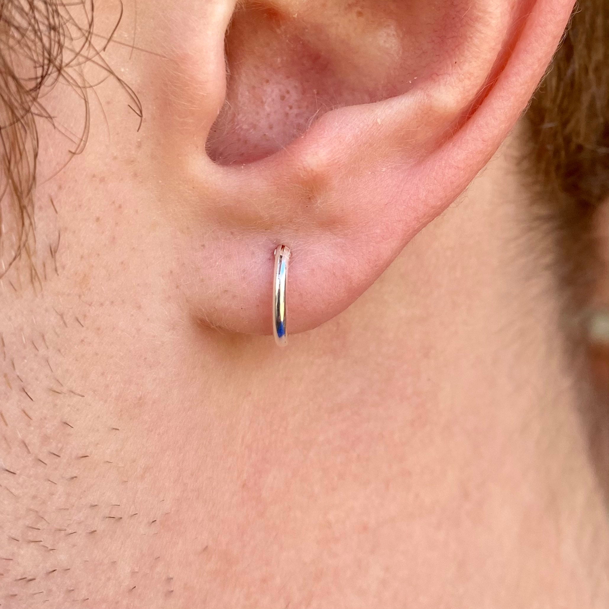 Buy Mens Hoop Earrings Silver 10mm Mens Mini Huggie Hoop Online in