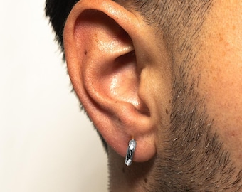 Pendientes para hombre - Pendientes de aro gruesos de plata 925 para hombre - Pendientes de aro martillados - Pendientes de aro para hombre - Joyería para hombre - Aros de plata