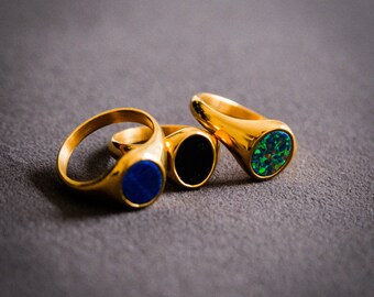 Gold Onyx Ring - Mens Gold Ring - 18K Gold Signet Ring for Gold Onyx Ring - Mens Gold Ring - 18K Gold Signet Ring for