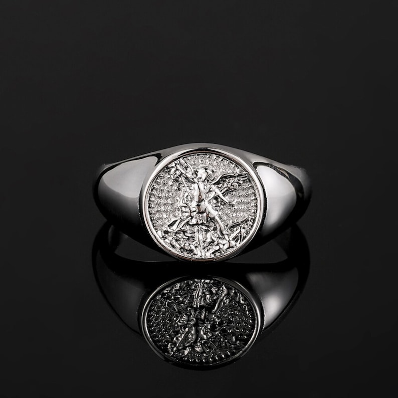 Silver Signet Ring - St Michael Ring For Men
