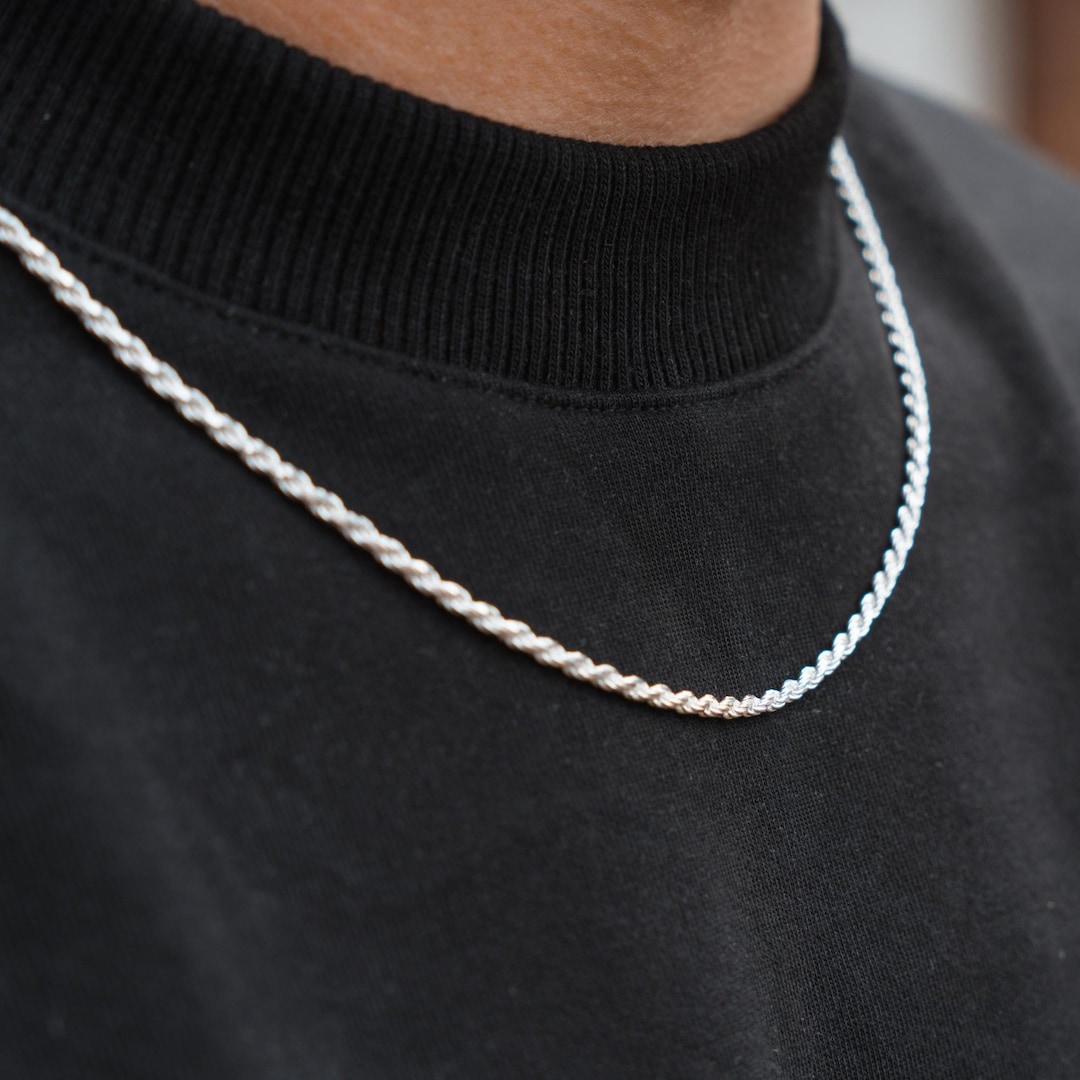 Silver Rope Chain, Mens 2.5mm Rope Chain Necklace - 925 Sterling Silver ...