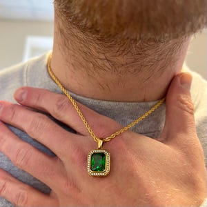 Green Diamond Necklace - Emerald Colour Green