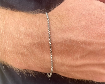 Mens Bracelet - Thin Silver Belcher Bracelet Chain - Mens Silver Bracelet - Silver Bracelet Link, Boys Bracelet Men Jewelry - Twistedpendant