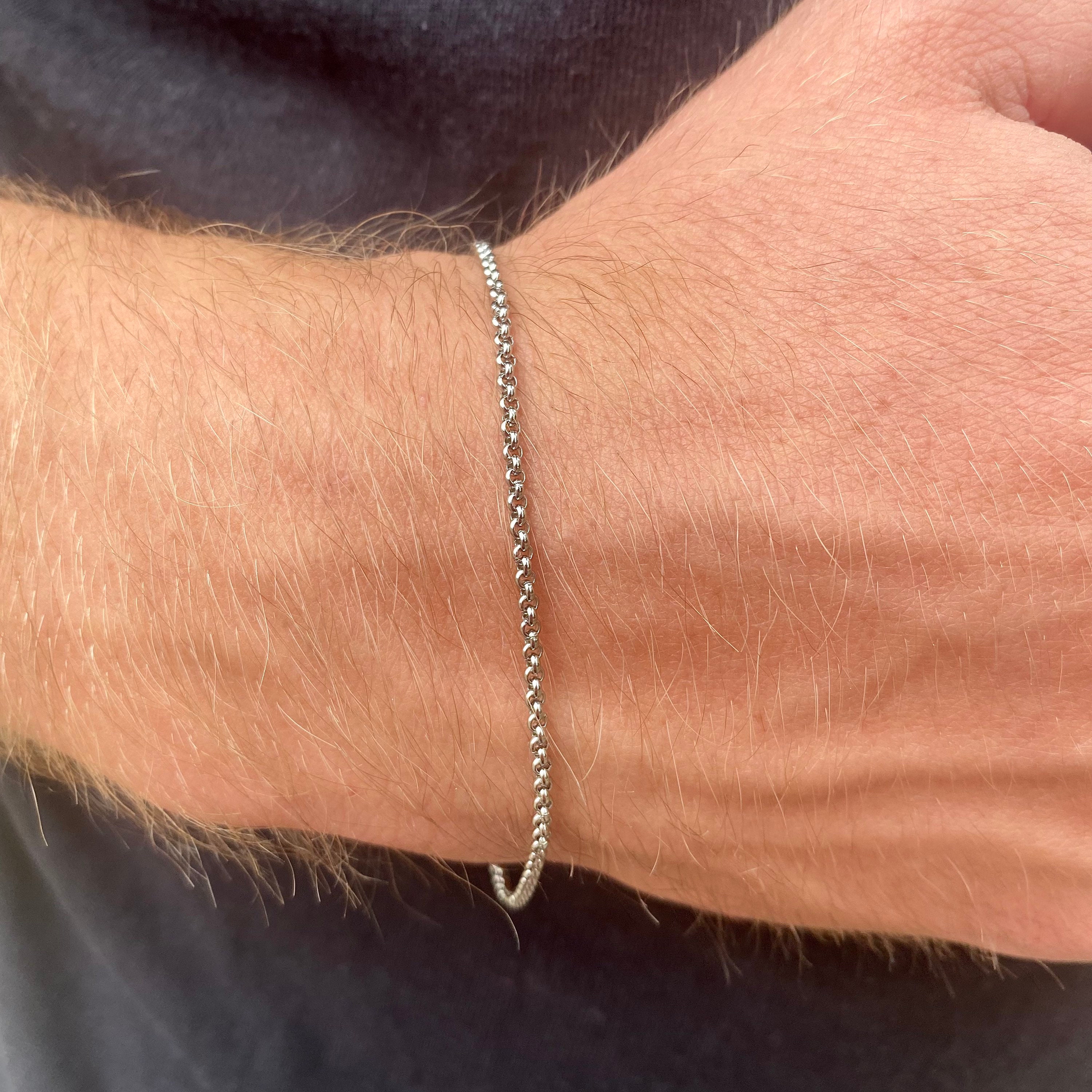 Mens Bracelet Thin Silver Belcher Bracelet Chain Mens Silver