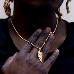 Colar masculino, colar de asa de anjo de ouro 18K - colar de asa para homens, pingente de ouro para homens, pingente de prata para homens, pingentes para homens presentes no Reino Unido