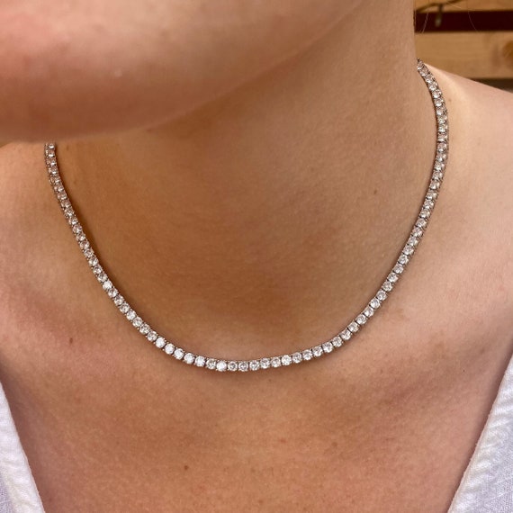 Rachel Glauber White Gold Plated Cubic Zirconia 3MM Tennis Necklace |  CoolSprings Galleria