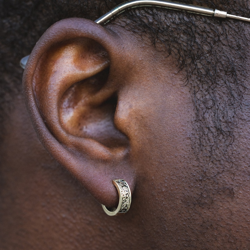 Mens Earrings - 18K Gold Chunky Hoop Earrings For Men - Mens Jewelry - By twistedpendant