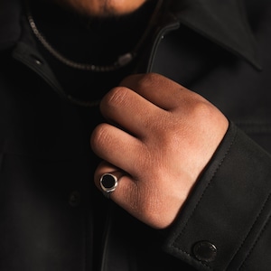 Mens Ring, Onyx Signet Ring, Mens Signet Ring, Black Onyx Oval Ring For Men, Silver Pinky Rings Men, Boys / Womens Ring - By Twistedpendant image 14