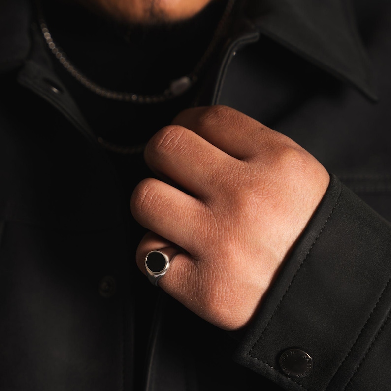 Mens Ring, Onyx Signet Ring, Mens Signet Ring, Black Onyx Oval Ring For Men, Silver Pinky Rings Men, Boys / Womens Ring - By Twistedpendant image 14