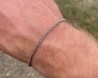 Mens Bracelet, Thin Silver Belcher Bracelet Chain, Strong Silver Bracelet Link Chain, Stainless Steel Mens Silver Bracelet - Mens Jewelry