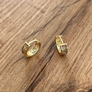 Mens Earrings - 18K Gold Chunky Hoop Earrings For Men - Mens Jewelry - By twistedpendant