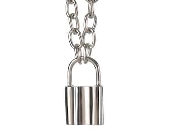 Collier cadenas ras de cou superposition chaîne pendentif argent, collier pour homme, pendentifs cadenas en argent pour homme - collier femme - bijoux fantaisie