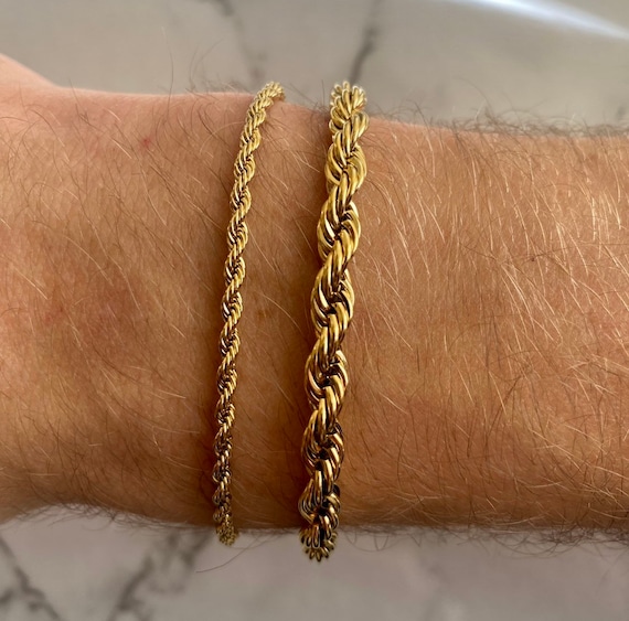 Gold Rope Bracelet Chain, Gold Twisted Bracelet Men Solid Link Chain, Mens Gold  Bracelets 3mm / 5mm Minimalist & Statement Bracelets Jewelry - Etsy Israel
