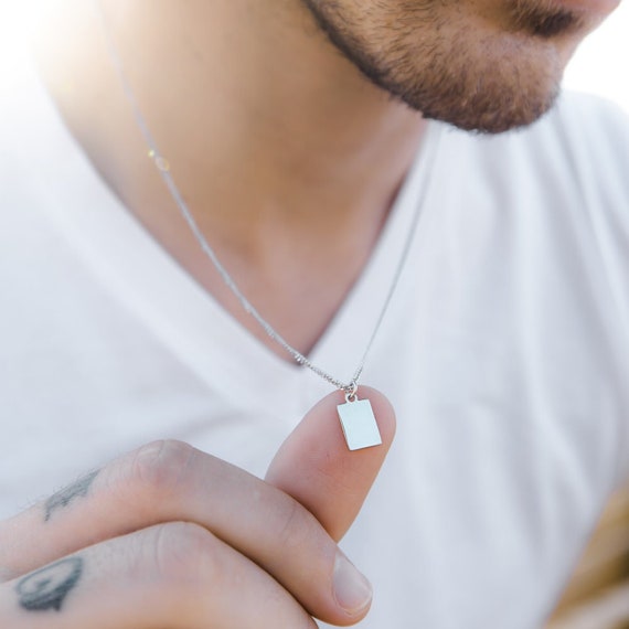 Silver Men's Personalized Bar Necklace | Gogo Lush