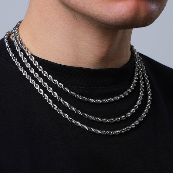 5mm Thick Silver Rope Chain Mens Necklace Silver Chains for Men