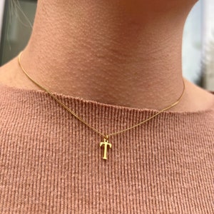Personalised 18K Gold Necklace A-Z Initial Pendant - Gift For Her - Tiny Letter Of The Alphabet Charm - Adjustable Gold Chain Birthday Gift