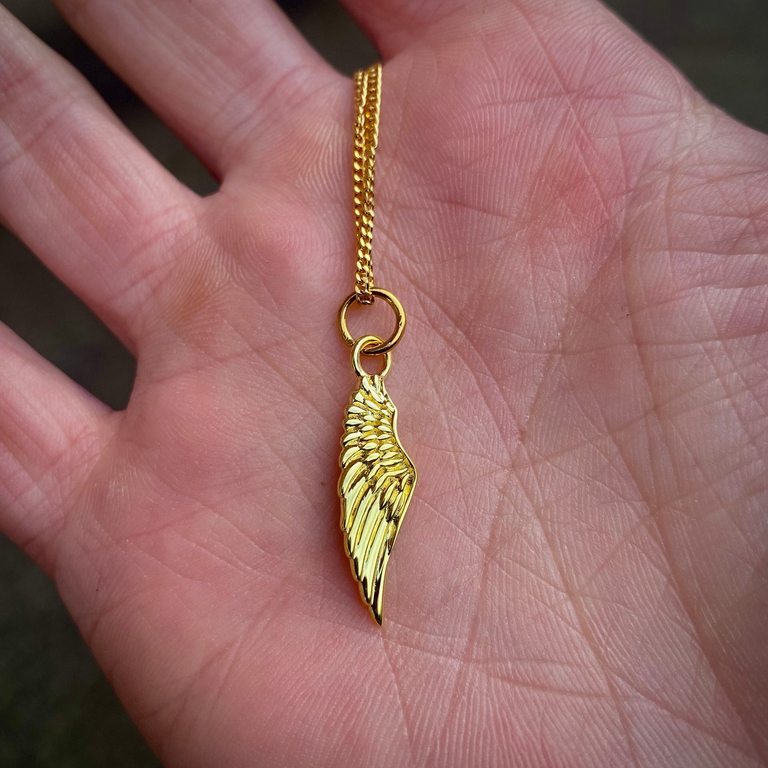14K Gold Feather Necklace Sterling 
