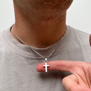 Men&#39;s Necklace, 925 Sterling Silver Cross Necklace Men, Mens Chain With Pendant, Minimalist Silver Chain - Mens Jewelry - By Twistedpendant