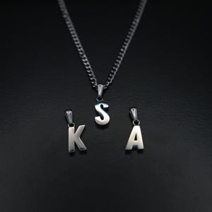Mens Necklace, Mens Initial Necklace 18K Gold Initial Pendant Men, Silver Small Letter Necklace for Men UK, Mens Jewelry Gifts Him Jewellery image 9