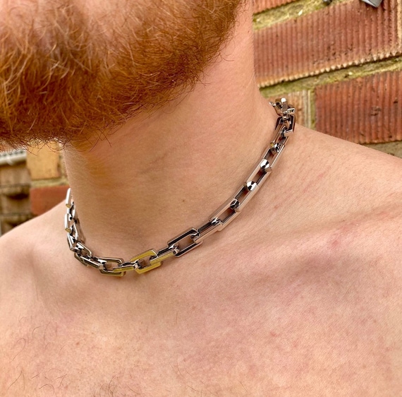 Chunky Chain Choker Necklace Men and Women Big Chain -   Stainless  steel chain necklace, Chain choker necklace, Chain choker