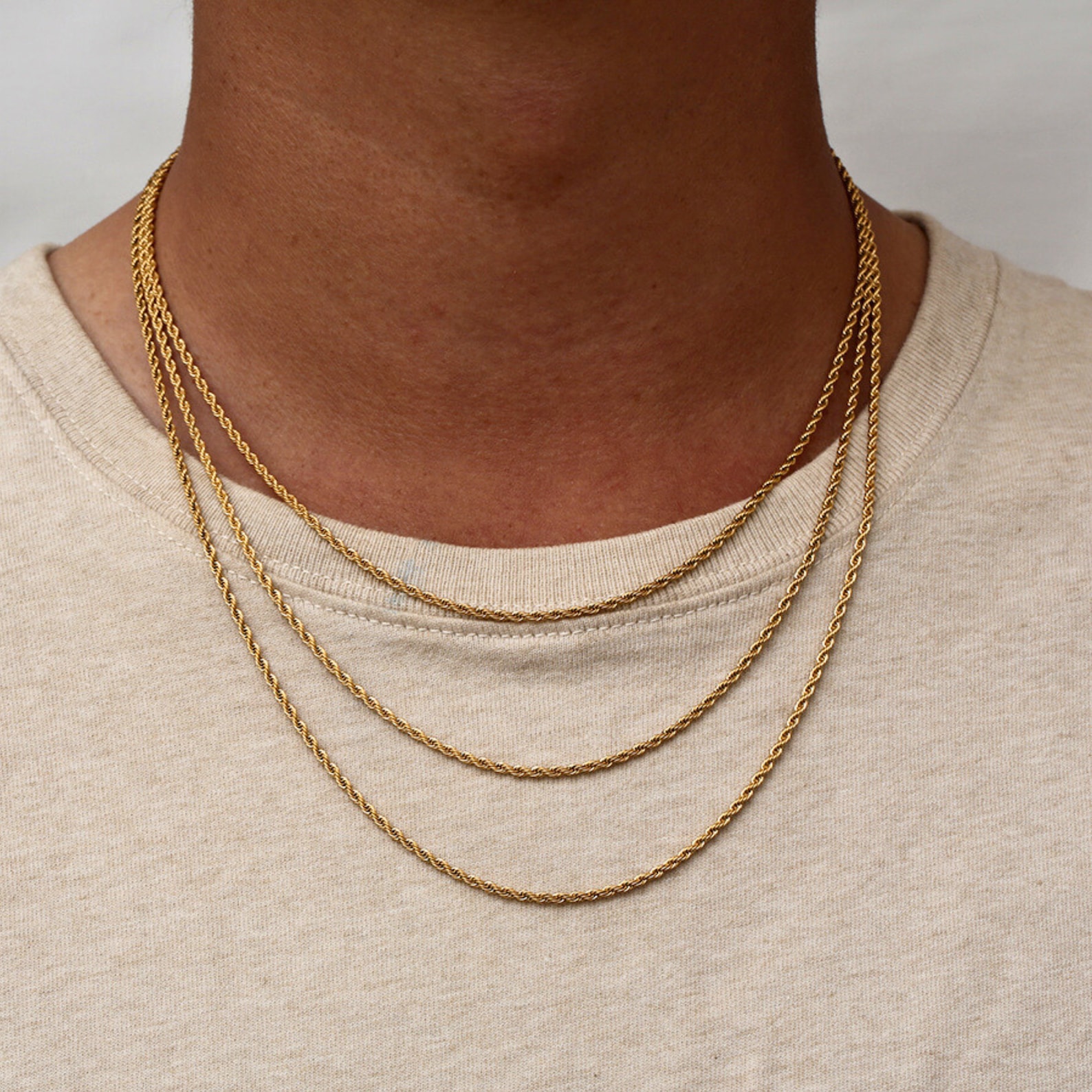 Mens Chain - Silver 2mm Thin Rope Chain Necklace - Twisted Rope Chain ...