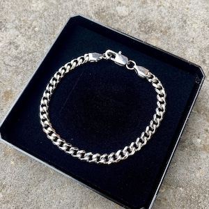 Mens Bracelet - 5mm Cuban Mens Silver Bracelet - Silver Chain Bracelet Men - Mens Jewelry Chain - 18K Gold Bracelet Men - By Twistedpendant