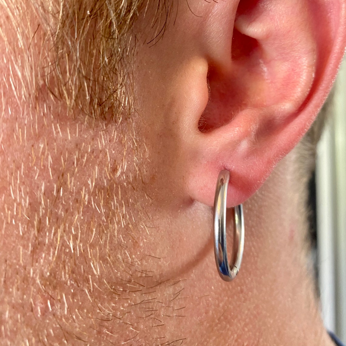 Mens Silver Large Hoop Earrings Gold Hoop Earrings 20mm Mens Etsy