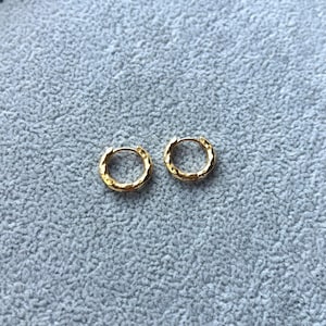 Mens Earrings - 18K Gold Hammered Hoop Earrings - By Twistedpendant