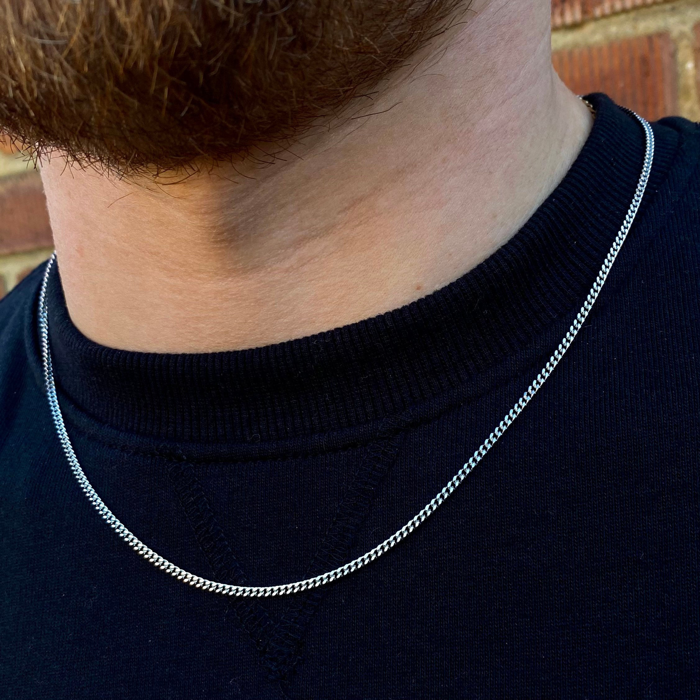 Mens Silver Chain Necklace 2mm Silver Chain Silver 