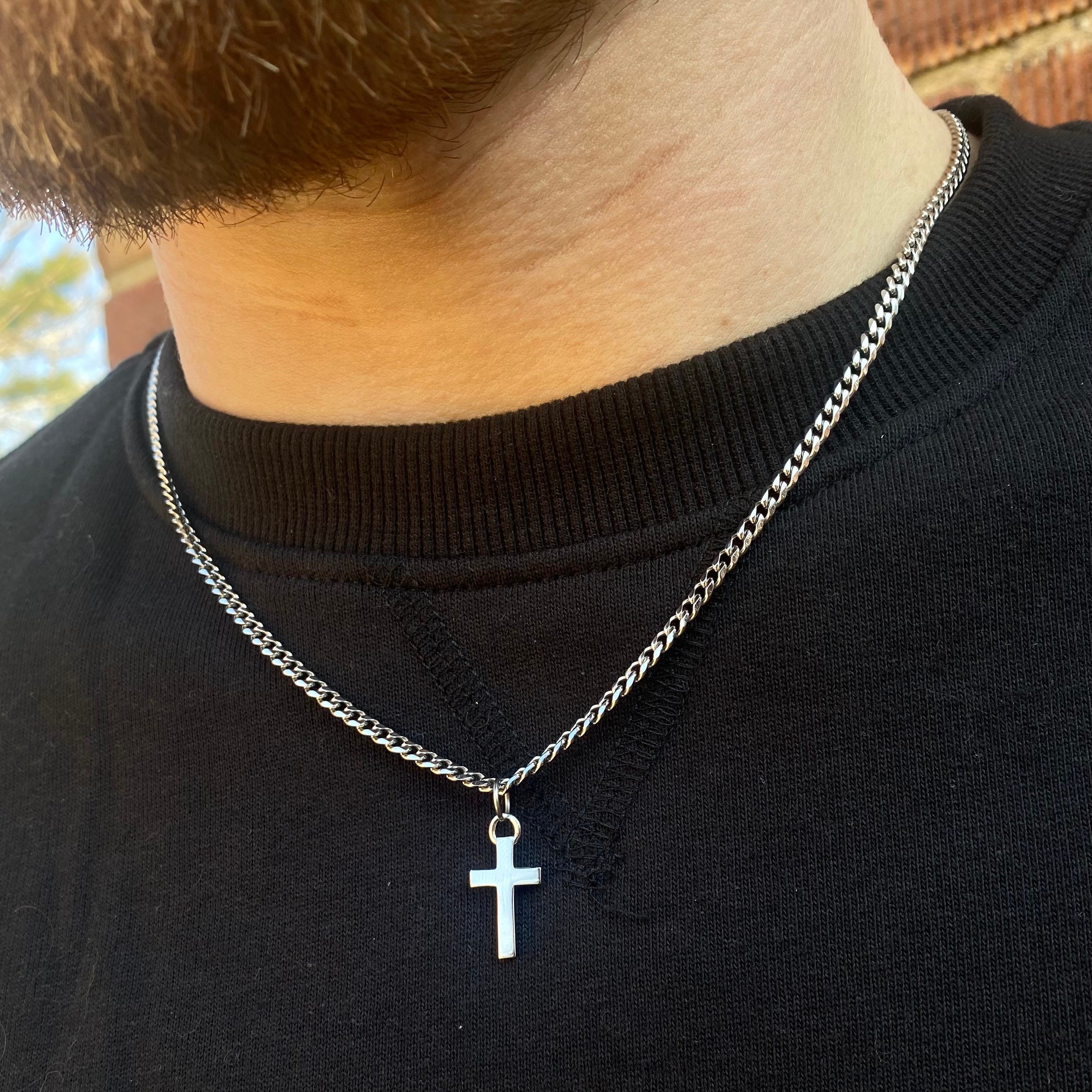 Collar de cruz de plata para hombre collar de cruz para - Etsy México