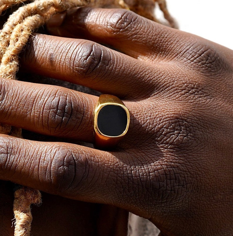 Mens Ring 18K Gold Signet Ring Men Rings for Men Mens Gold Pinky Rings Onyx Ring Men Mens Jewelry Gifts By Twistedpendant Gold Onyx Ring