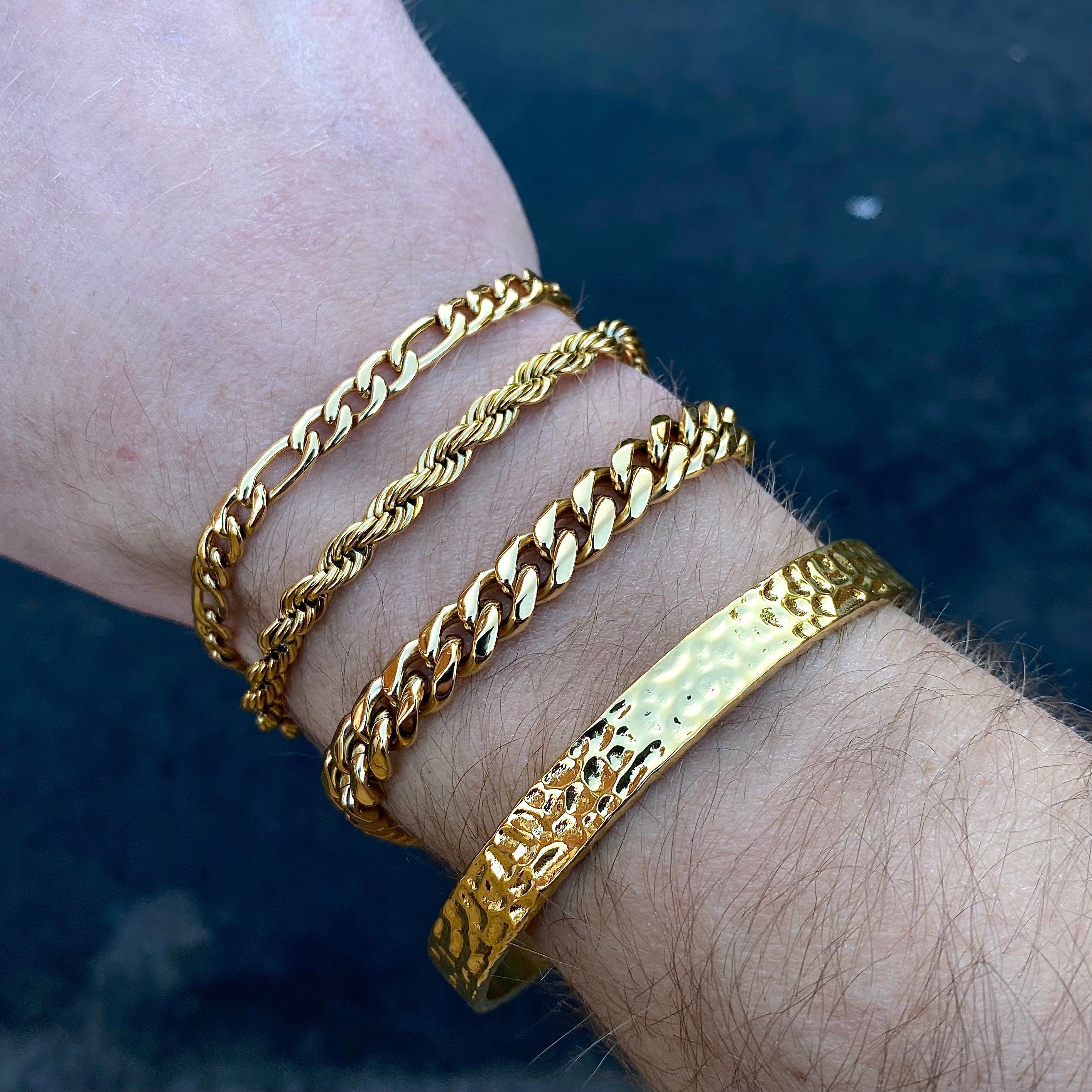 18k Gold Bracelet Men, Silver Bracelet Chains, Mens Gold Cuban Bracelet  Thick Rope Chain & Link Bracelets Mens Jewellery Gifts UK - Etsy