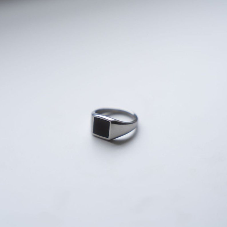Mens Ring - 18K Gold Square Onyx Signet Ring for Men, Minimalist ...