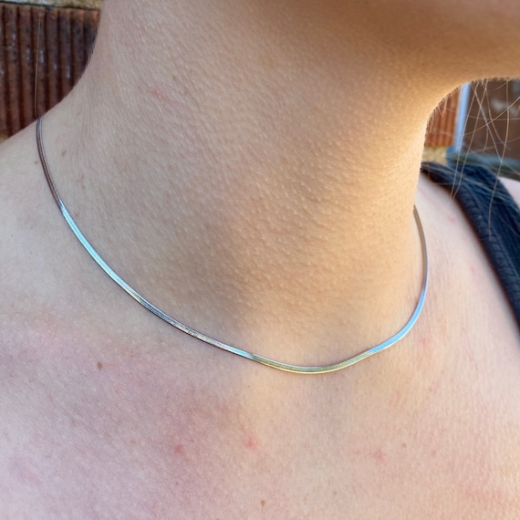 Thin Silver Chain Silver 2mm Flat Snake Chain Necklace for Women