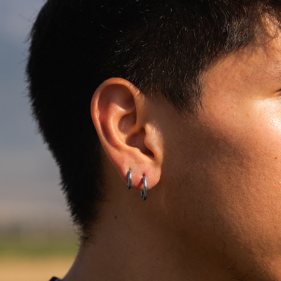 Mens thin hoop earrings best sale