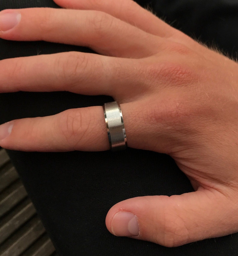 Mens Ring Silver Polished Band Ring Mens Stainless Steel Etsy
