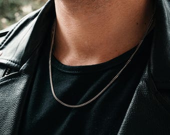 2mm Sterling Silver Chain - Mens Sterling Silver Chain Necklace - Real Silver Chain- Thin Dainty Silver Chain / Minimalist Chain Men Jewelry