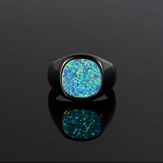 Mens opal outlet pinky ring