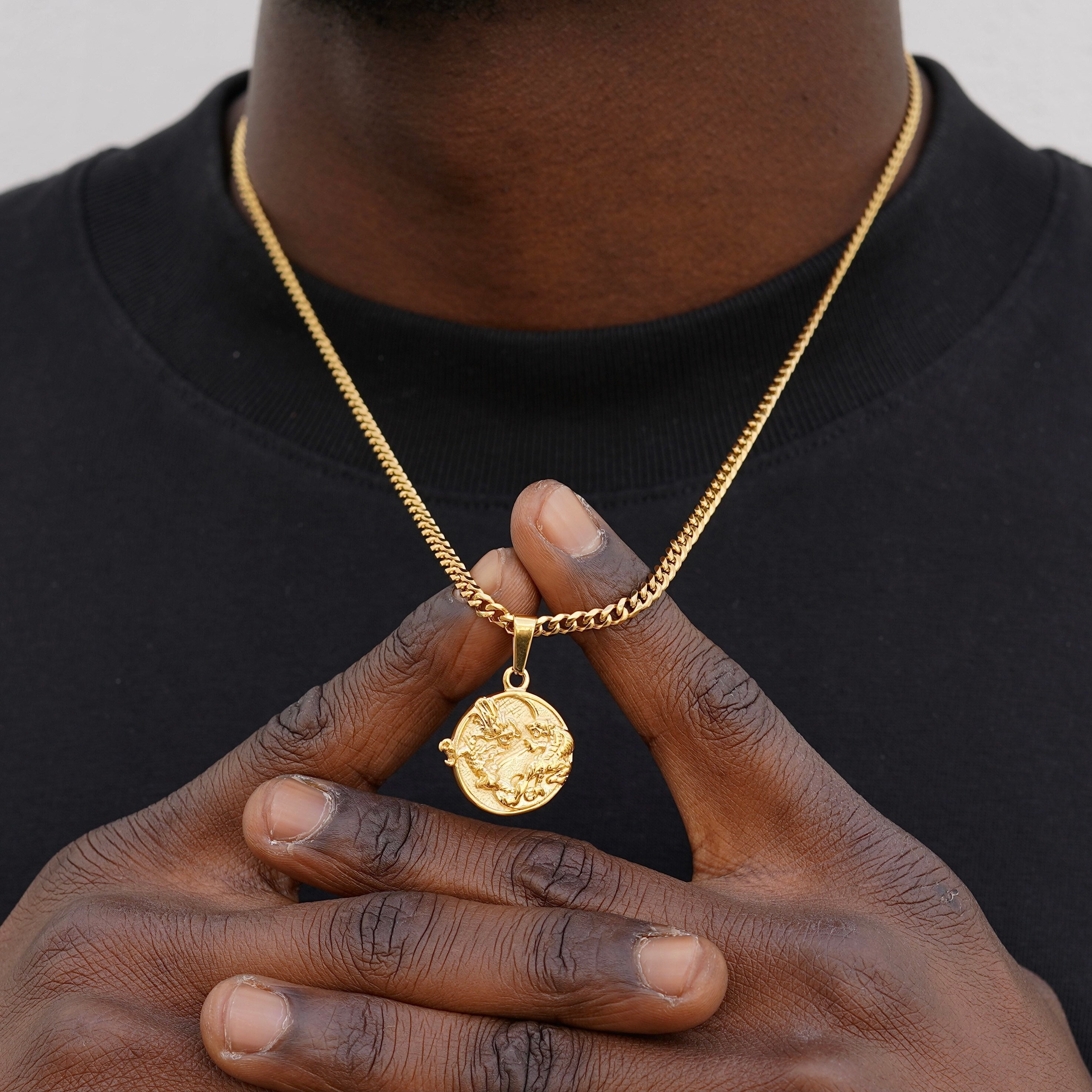 ROMANTICWORK Collana Uomo Donna Yin Yang Lupo In Argento 925: Ciondolo Esagonale Mistico, Catena Regolabile
