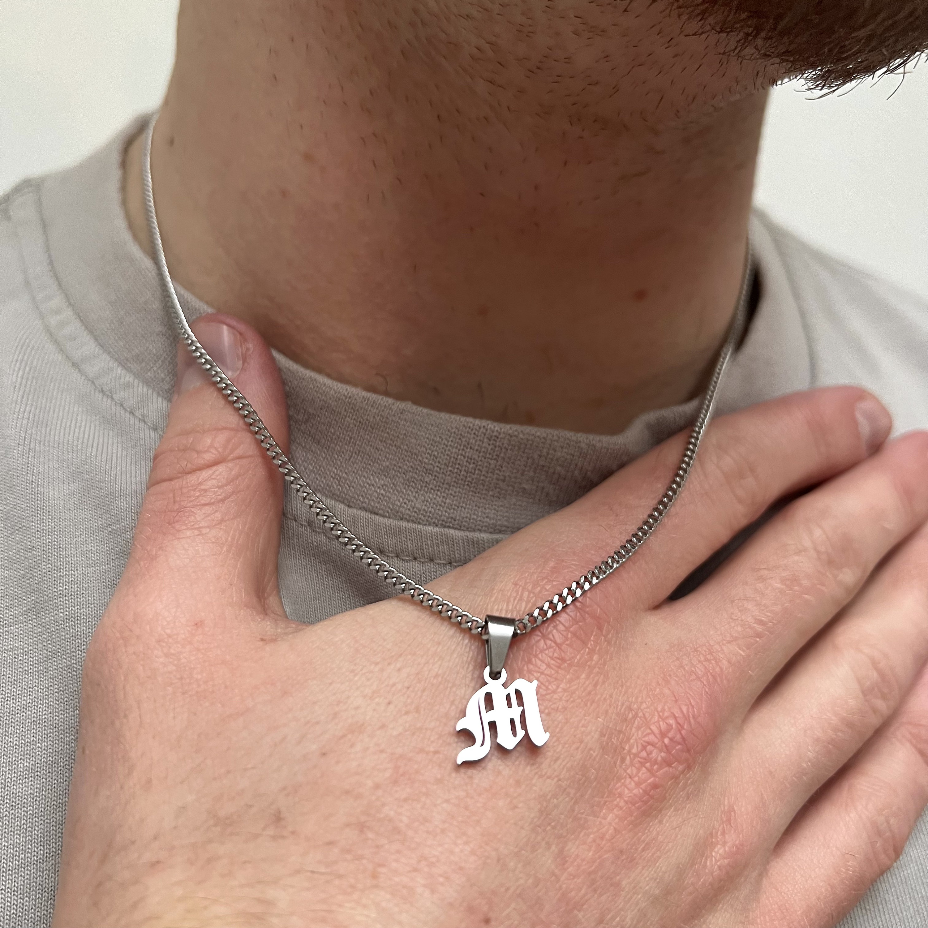Old english initial necklace mens discount