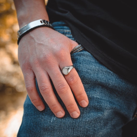 Buy 925 Silver Pearl Ring Men 9 Mm Round Pearl Band Mens Pearl Ring  Synthetic Pearl Ring for Men Heavy Silver Pearl Ring Online in India - Etsy