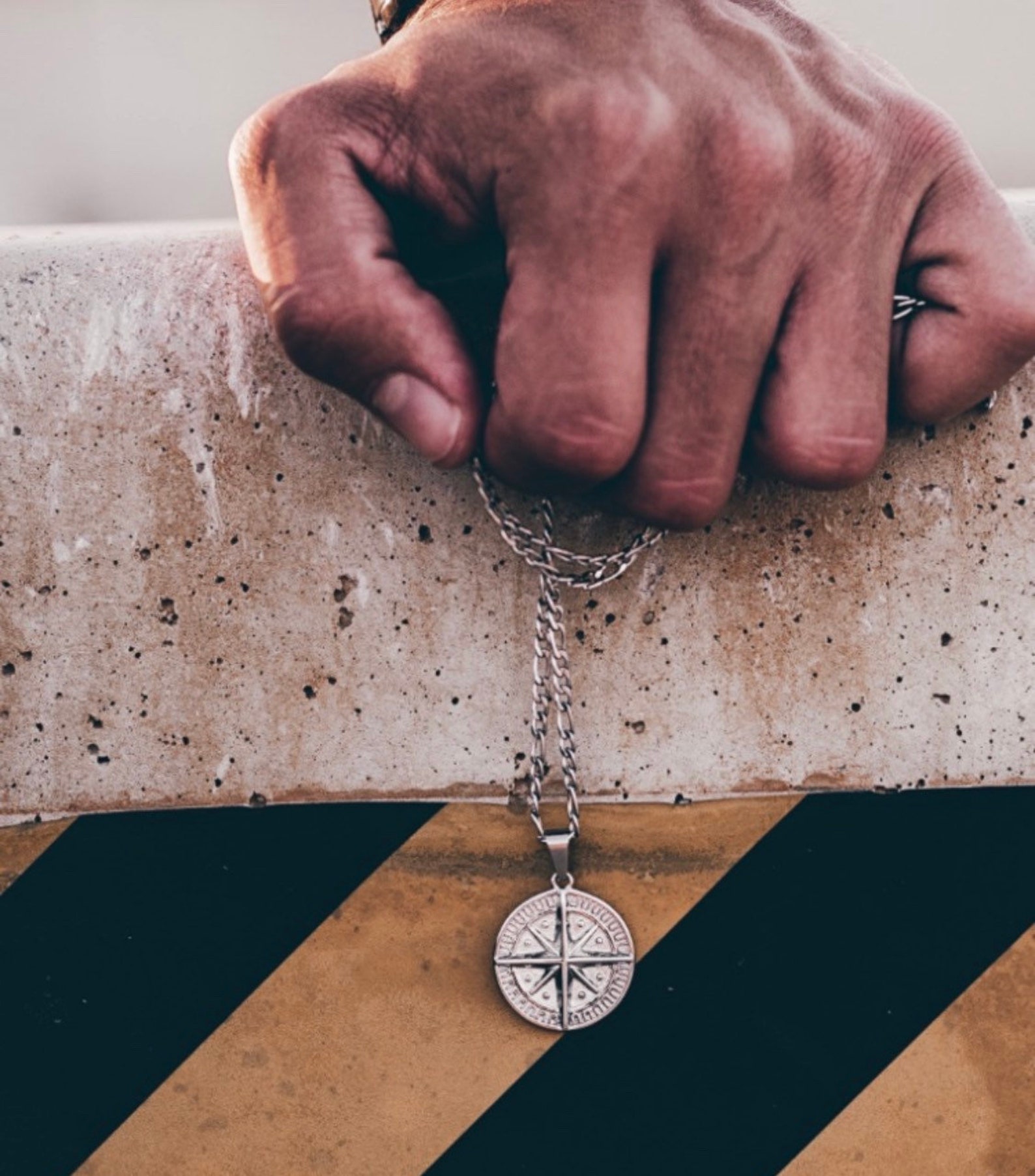 Kompass Anhänger Silber Für Herren - Streetwear Schmuck Wasserdicht